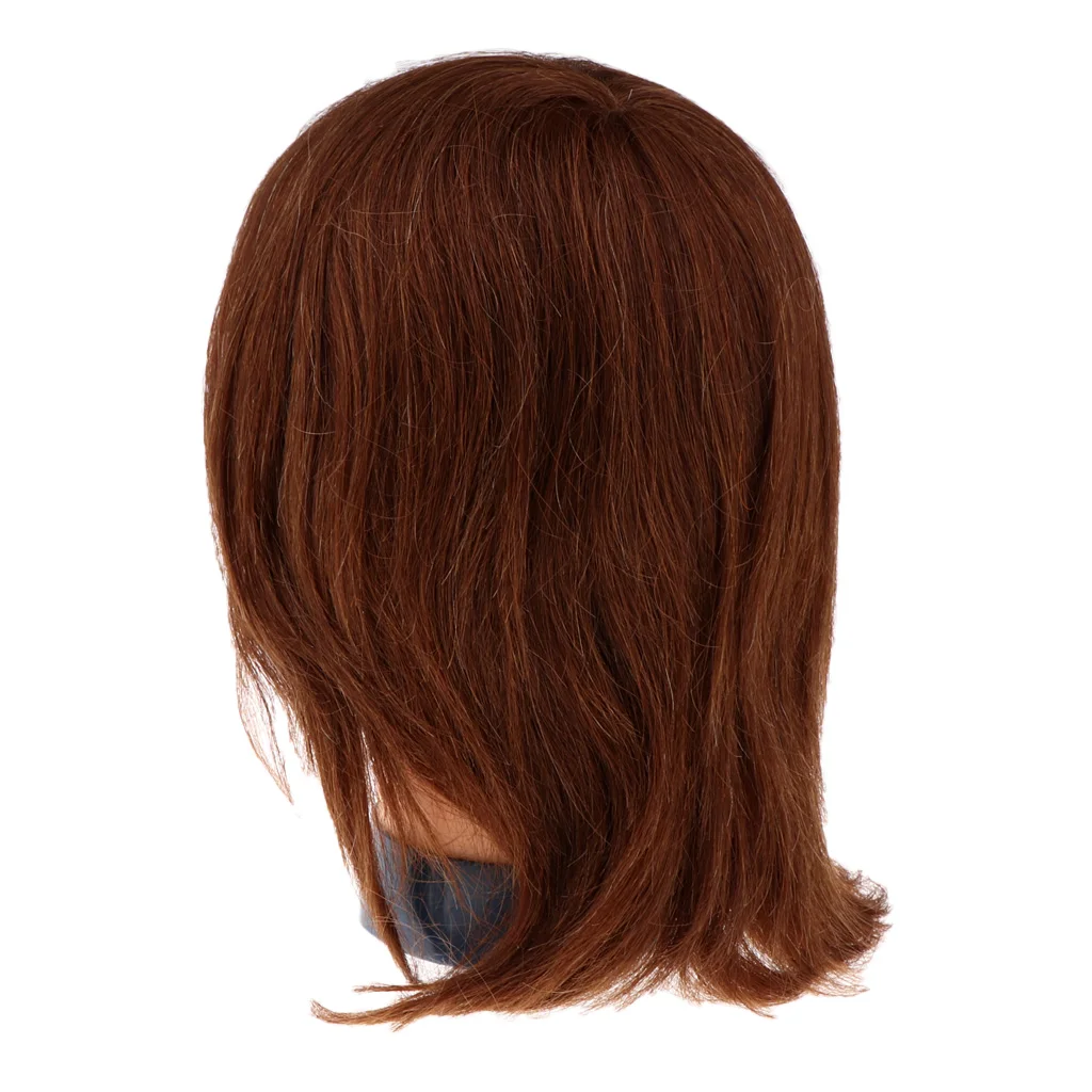 10'' Brown Male Mannequin Head 100% Human Hair Hairdressing Styling Mannikin Head for Stylist Training Practice