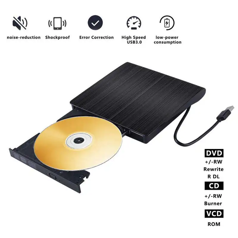 External Cd Dvd Drive With Case Usb 3 0 Optical Drive Portable Slim Cd Rw Rom 5