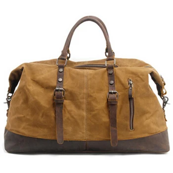 

LJL-Vintage Canvas Leather Men'S Travel Bag Carry-On Bag Men'S Large-Capacity Handbag