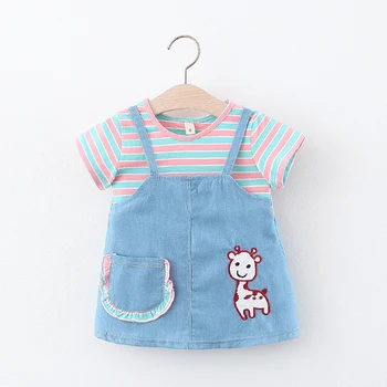 

Summer Baby Girl Dress Cotton Striped Newborn Infant Dress Cartoon Giraffe Baby Girl Clothes Toddler Kids Clothing