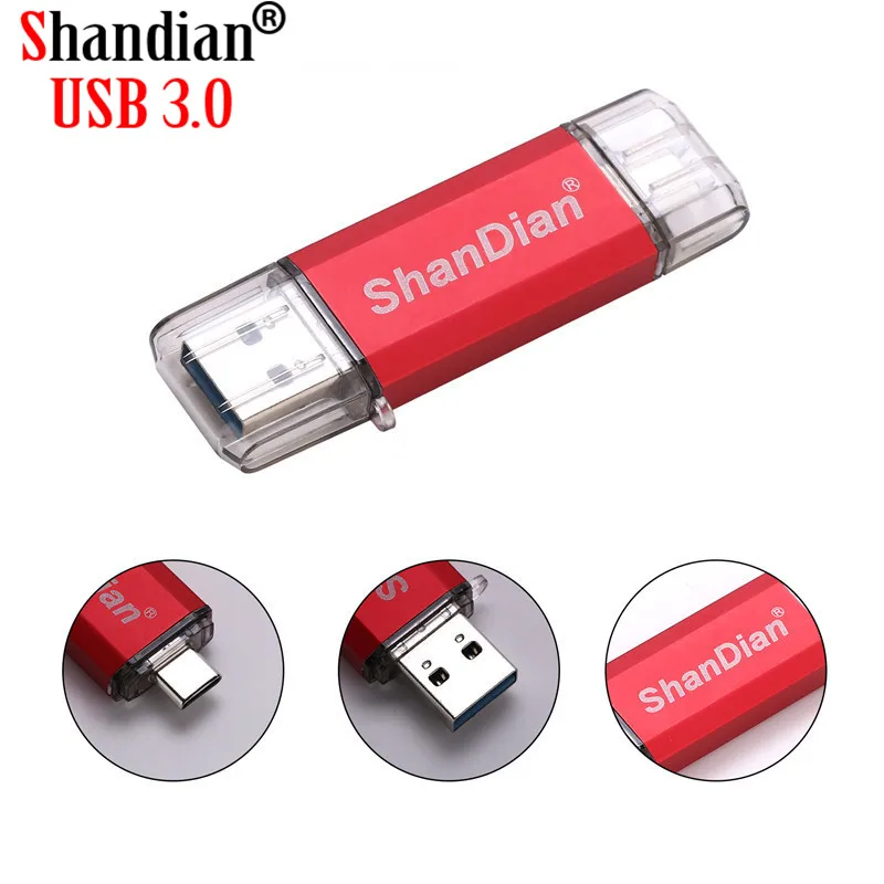 SHANDIAN USB 3 1 Type C usb флеш накопитель 0 64 Гб металлический пользовательский 32 карта