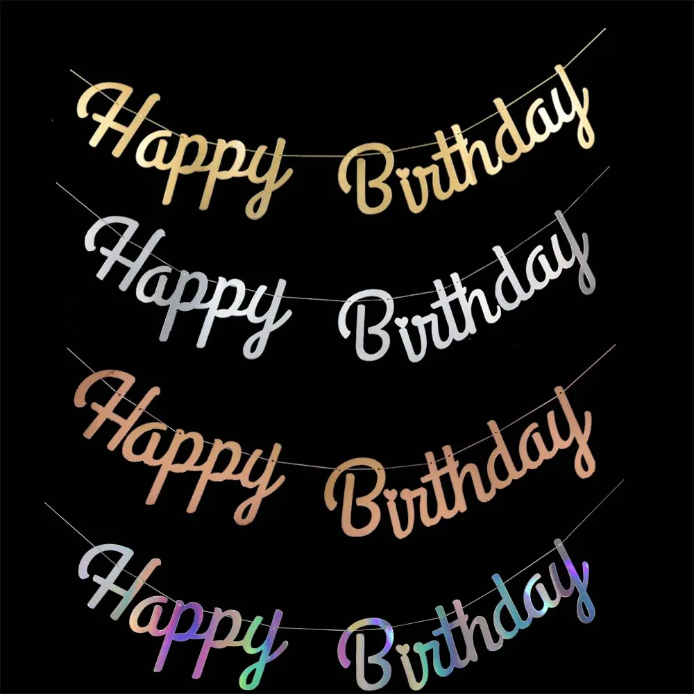 

Paper Happy Birthday Banner for Kids Adult Bunting Hanging 6 color Garland Birthday Party Decorations