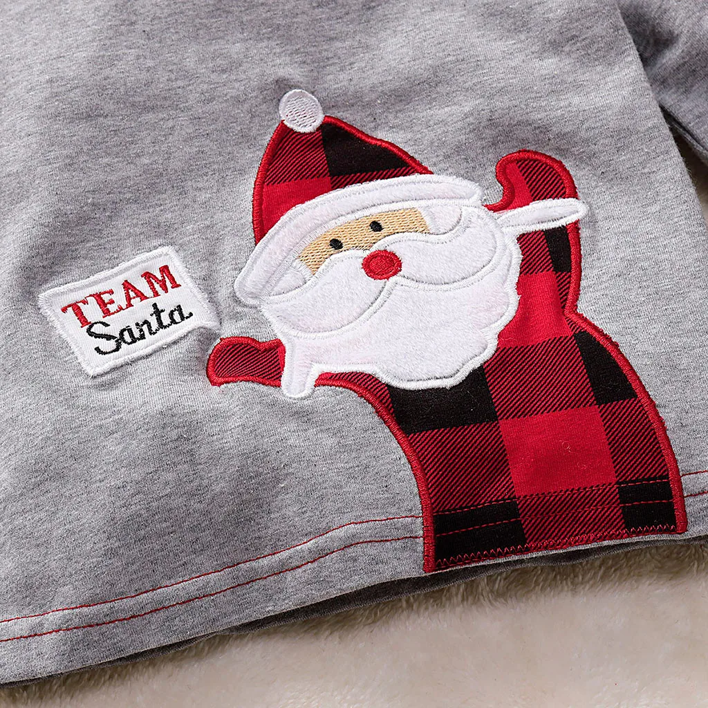Рождественская пижама с принтом Санта-Клауса для маленьких мальчиков и девочек; одежда для сна; комплект одежды для маленьких мальчиков; Рождественская одежда