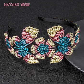 

Ms Headband Temperament Wild Go Out Butterfly Love Flower Hair with Non-slip Border Rhinestone Adult Hairpin Wide Brim Headdress