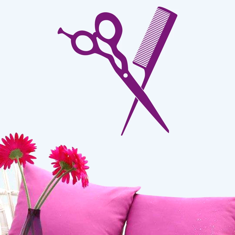 DCTAL Scissors Hair Salon Decal Neutral Haircut Poster Vinyl Wall Art Decals Decor Windows Decoration