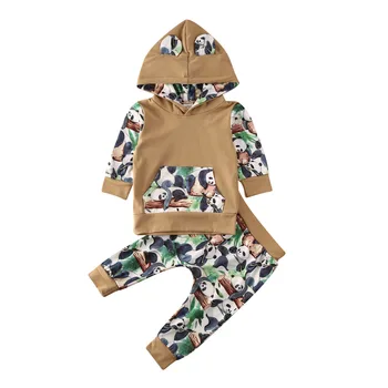 

Autumn Winter Infant Baby Boy Girls 0-18M Clothes Sets Long Sleeve Hooded Top Sweatshirts Pants Panda Outfits