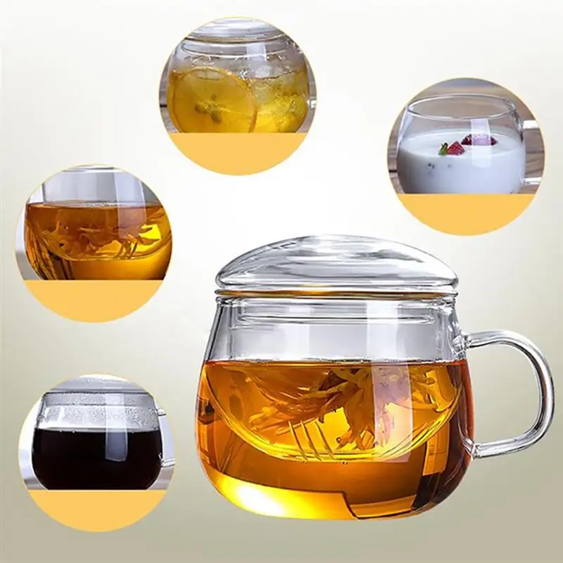 Необычный, прозрачный стеклянный чайный стаканчик Классическая термостойкая стеклянная кружка для чая стеклянная кофейная кружка с крышкой Питьевая утварь