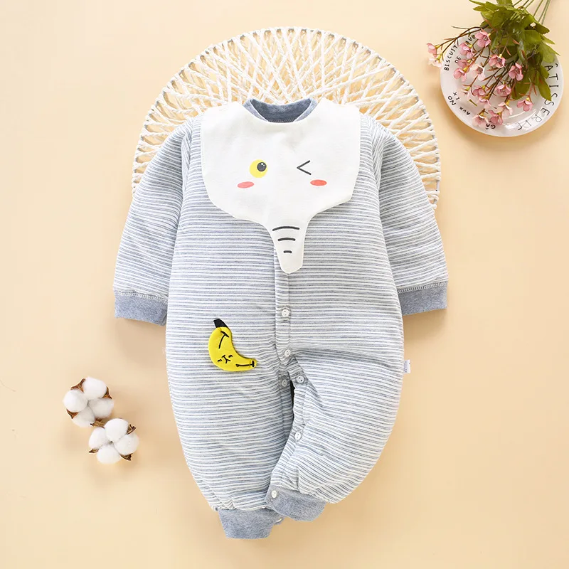 Дизайн, детские комбинезоны, осенне-зимняя одежда для новорожденных, модная теплая верхняя одежда для мальчиков - Цвет: Stripe Blue