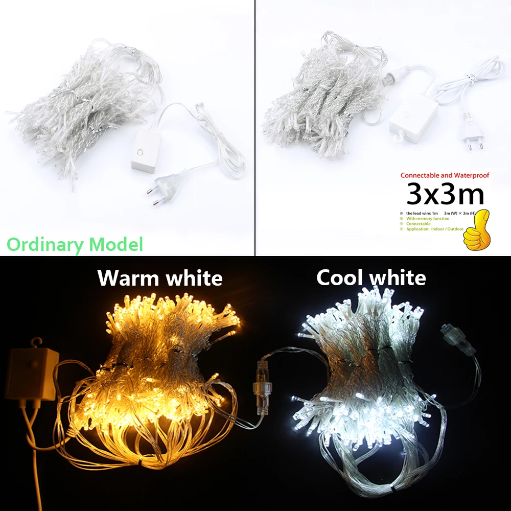 3x 1/3x 3/2x 2m sopel LED łańcuchy świetlne bajkowe oświetlenie bożonarodzeniowe Garland Outdoor Home na ślub/imprezę/zasłonę/dekoracje ogrodowe 3 3x 1/3x 3/2x 2m sopel LED łańcuchy świetlne bajkowe oświetlenie bożonarodzeniowe Garland Outdoor Home na ślub/imprezę/zasłonę/dekoracje ogrodowe 3