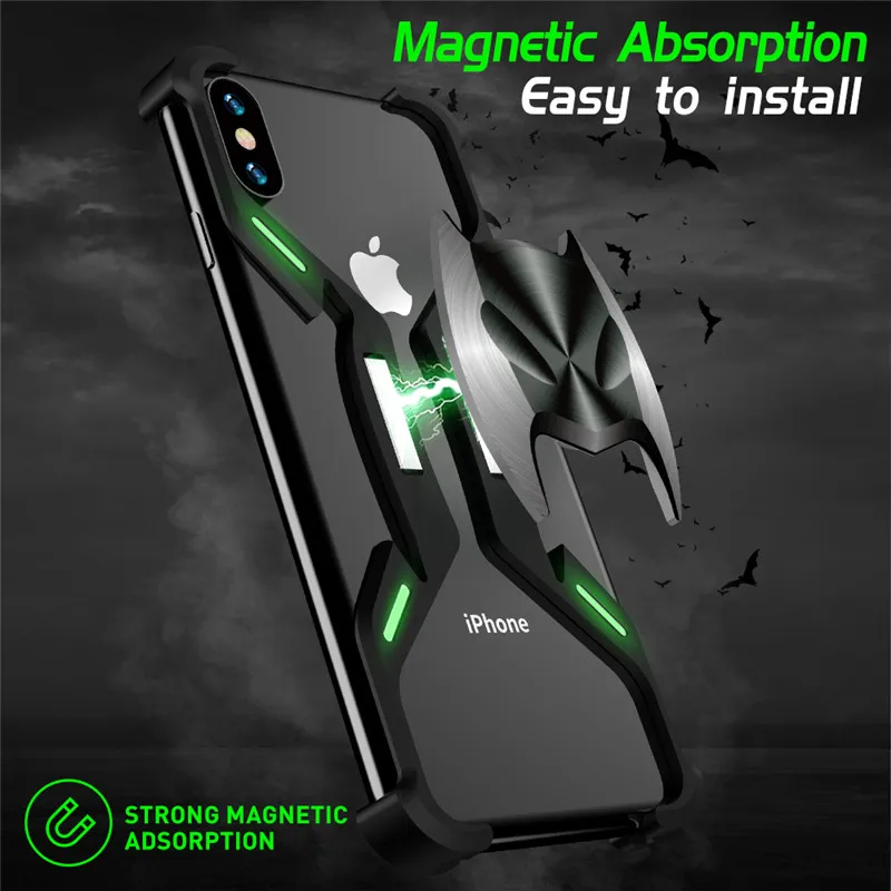 

Metal Noctilucent Batman Magnetic Frame For Apple Iphone 7 8 Plus X XR XS MAX Aluminum Shockproof Phone Case Cover Bumper Funda
