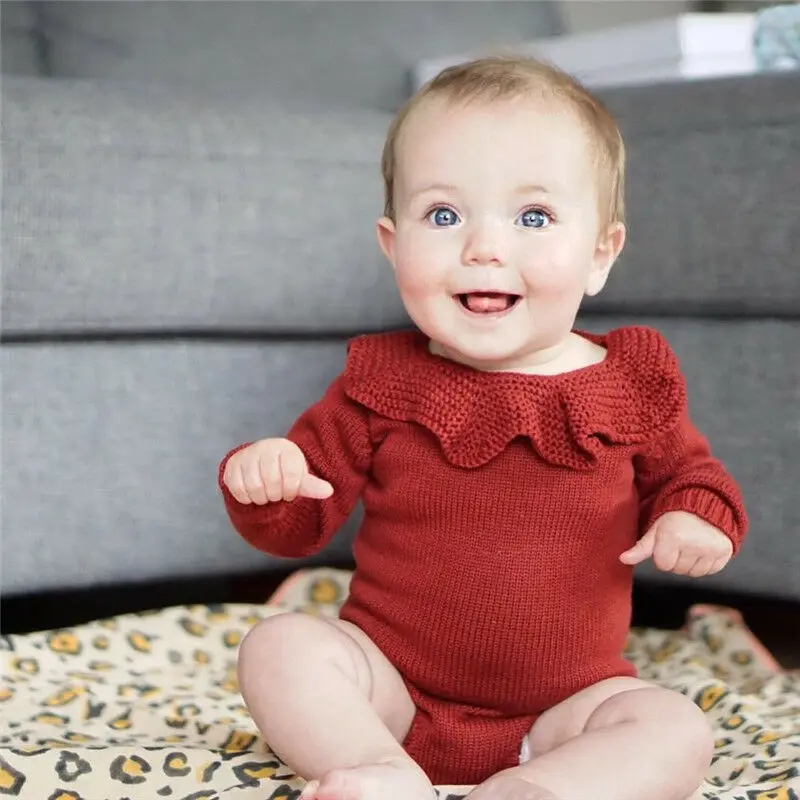 Pudcoco/теплая мягкая вязаная для маленьких девочек комбинезон с длинными рукавами