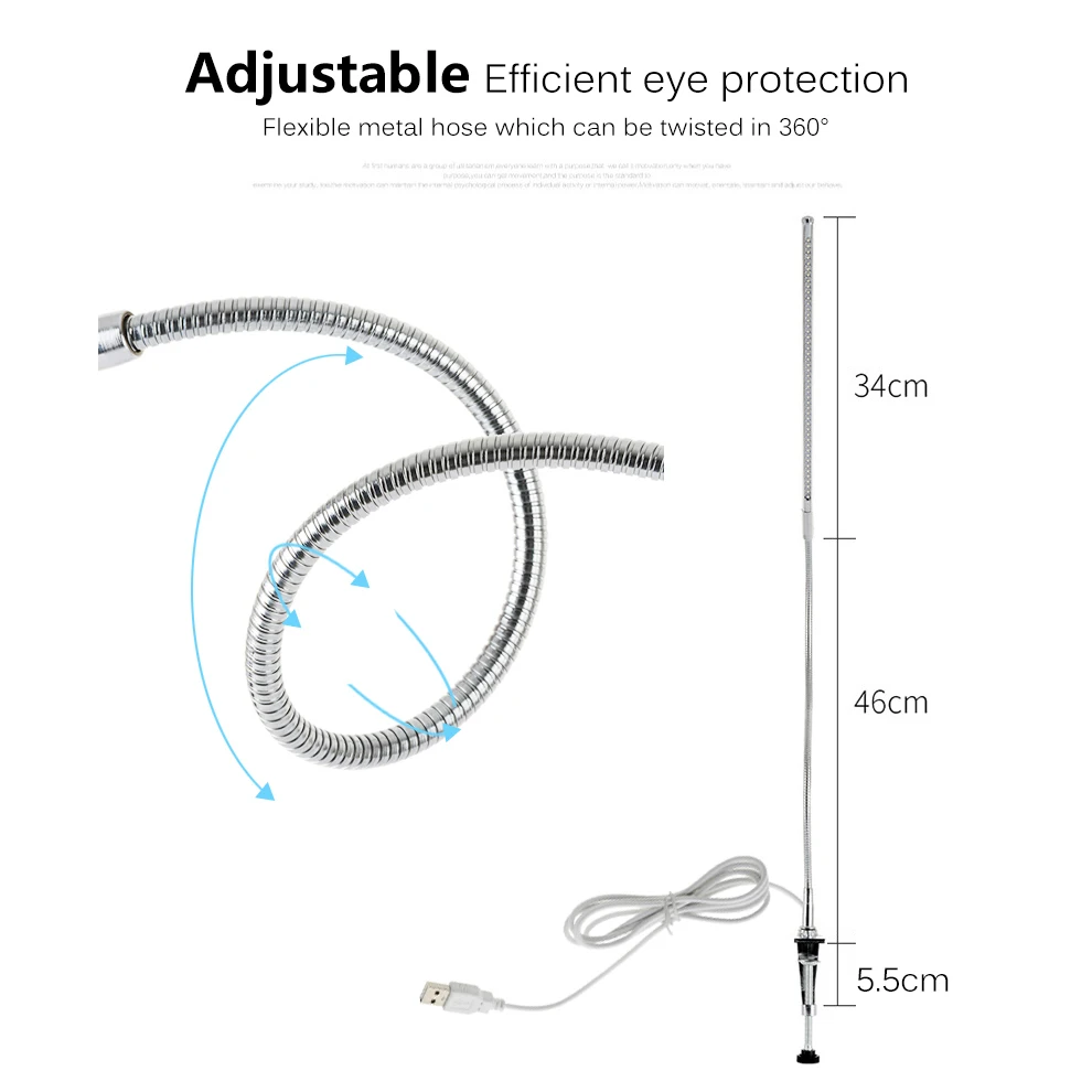 Длинная рука светодиодный рабочий кабинет лампа 48 Светодиодный s зажим крепления лампы для офисного стола USB Гибкий Светильник для чтения с защитой глаз