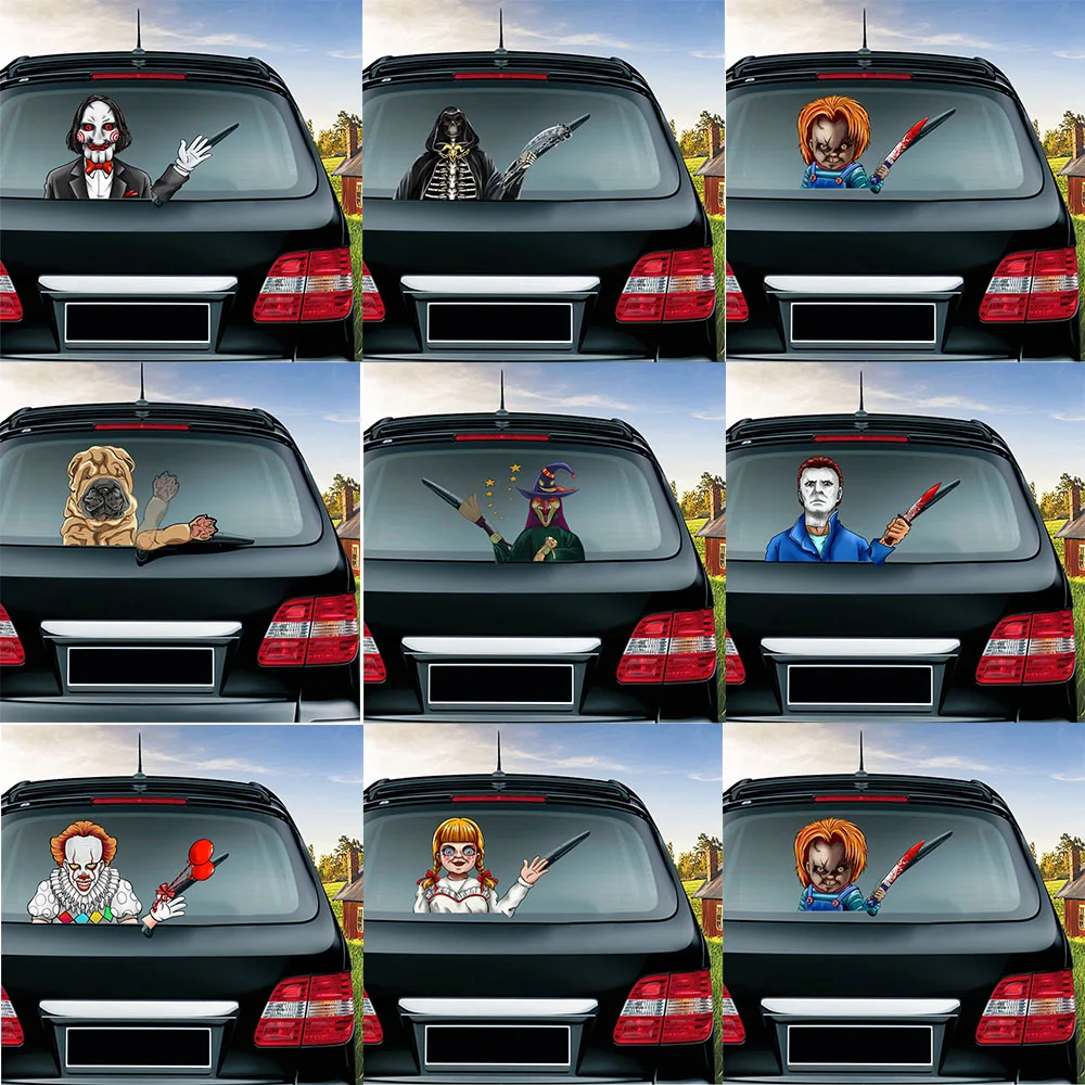 

Cute Shar Pei Waving Wiper Decals PVC Car Styling Rear Window Wiper Stickers Rear Windshield Car Stickers And Decals Products