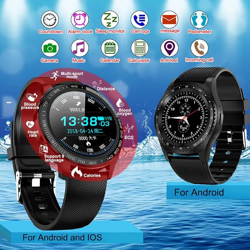 KINCO L9 Смарт часы ЭКГ сердечный ритм звонки напоминание полный сенсорный Smartwatch IP68 Водонепроницаемые часы для мужчин для Android IOS 19 языков