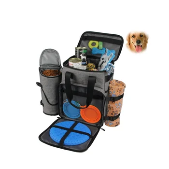 

Pet Travel Bag For Dog Cat Week Away Tote Organizer Bag Dogs Travel Backpack Shoulder Incudes Food Carrier Bag Hiking Travel