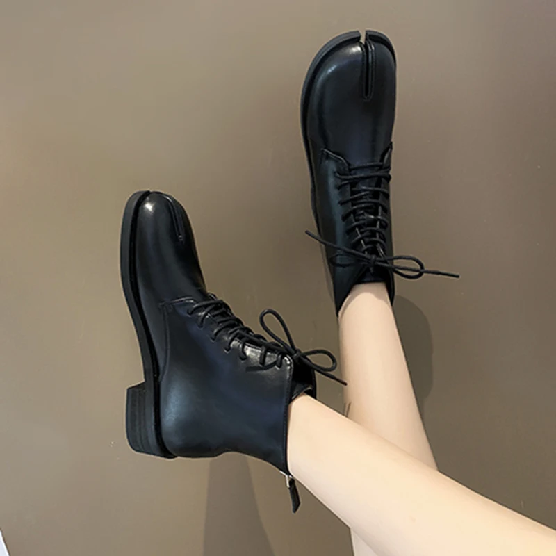 Высококачественные ботинки из мягкой кожи с раздельным носком женские Ботинки