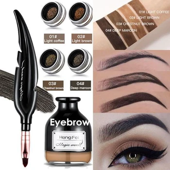 

New Eyebrow Enhancer Gel Feather Design Eye Brow Tint Pomade Gel Makeup Waterproof Eyebrows Cream with Brush Professional
