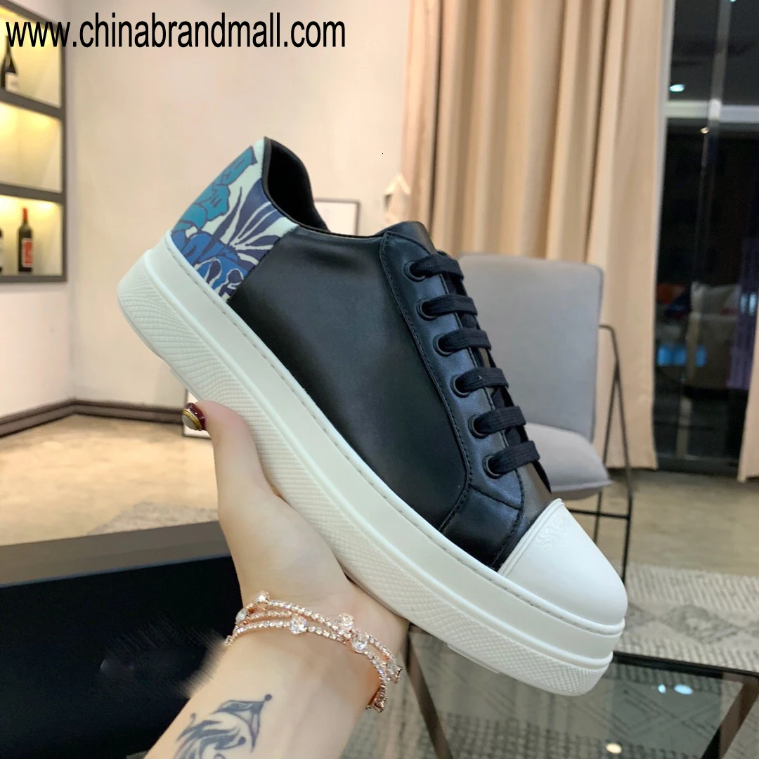 

European Station Tide Tide Brand Top Layer Cowhide Baitao Low Band Laces Leisure Thick Bottom Embroidery Sports Small White Boar