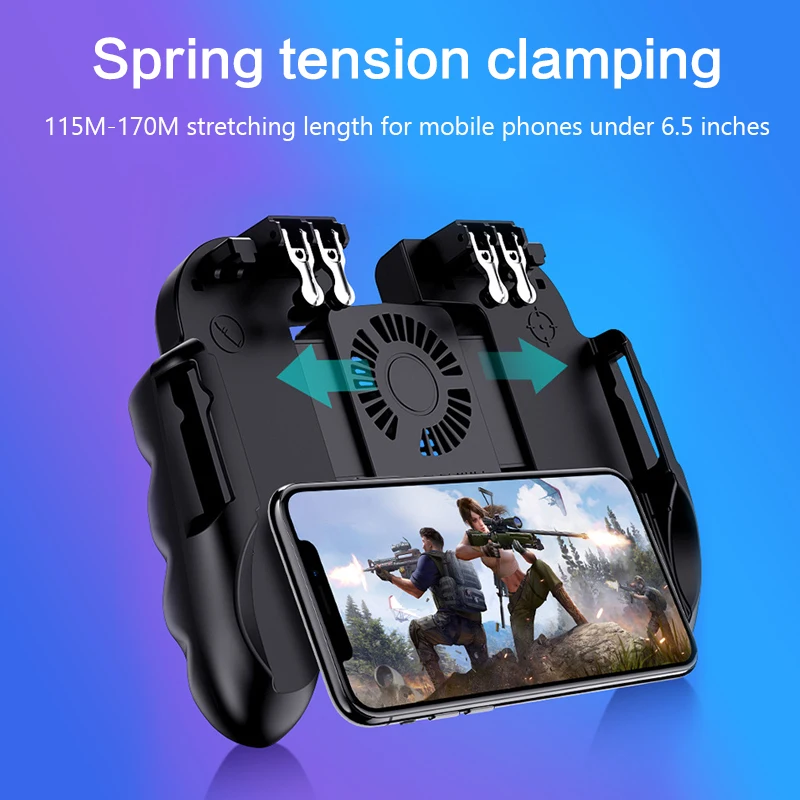  Six Finger PUBG Game Controller Gamepad Joystick Trigger Shooting Free Fire Gamepad With Cooler Fan