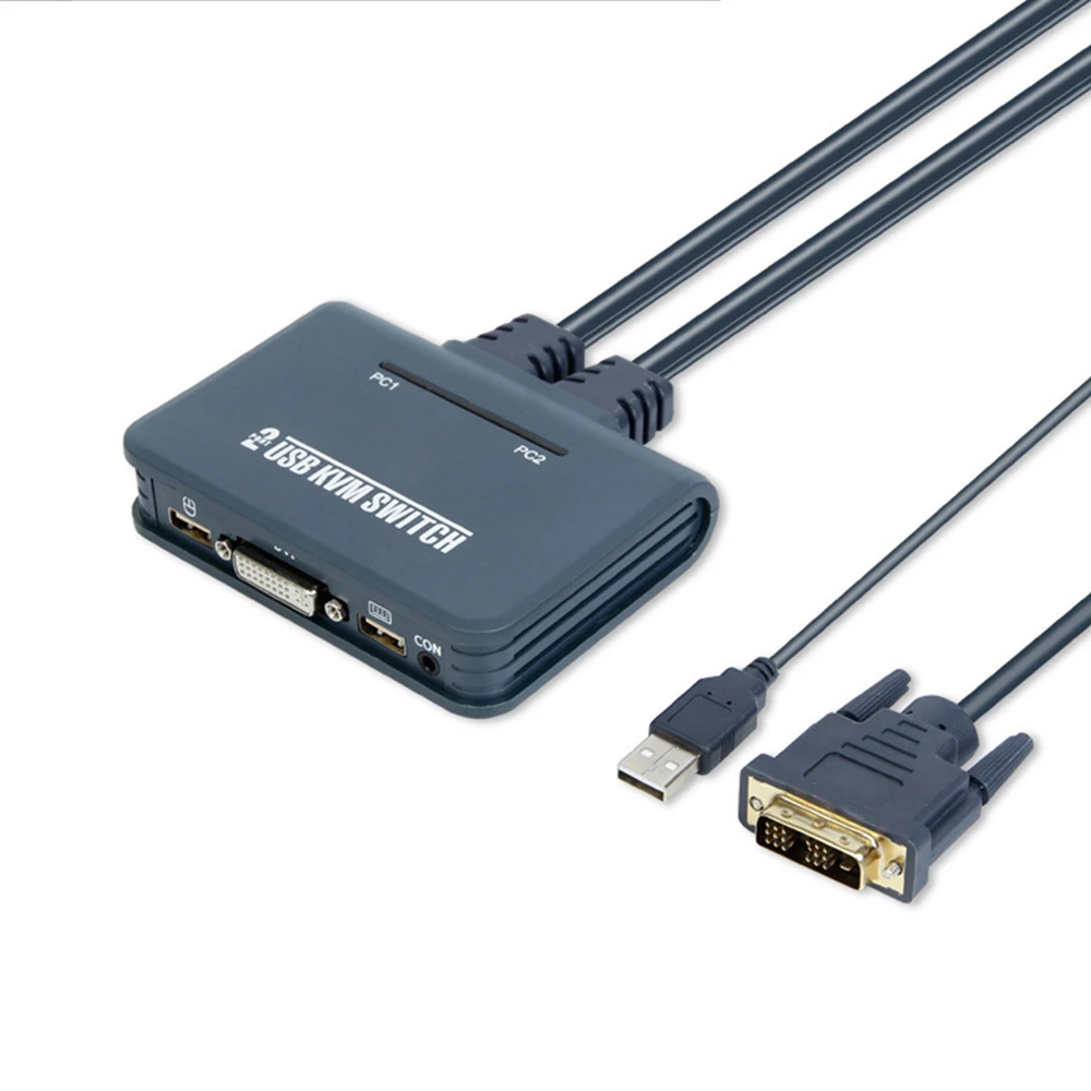 

USB DVI KVM Switcher 2X1 DVI Switch KVM selector box 2X1 with desktop controller(control 2 PC via 1 pair USB mouse&keyboard)