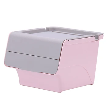 

Stackable Flip Cover Cosmetics Desktop Storage Box Multifunction Trash Can Sundries Organizers Bedroom Dustproof Makeup Home