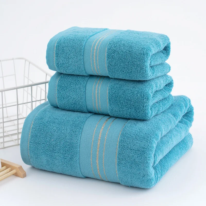 

3-piece Towel Bath Towel Set Pure Cotton Face Towel Absorbent Soft Shampoo and Bath Multi-color Household Towels Bathroom