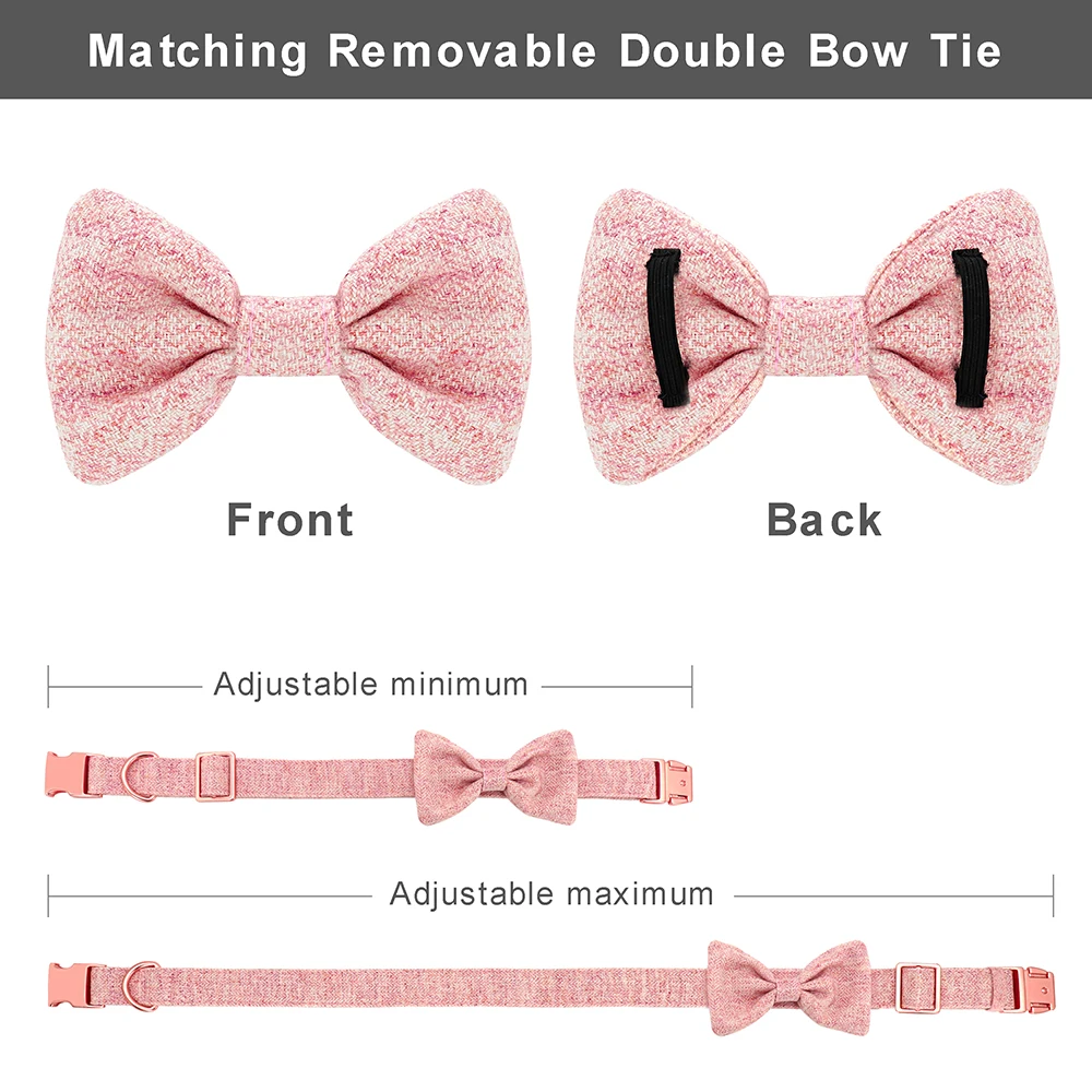 Personalized Dog Collar Harness Leash Set Custom Pink Plaid Cute Dog Bow Dog  Collar Tag Pomeranian Harness engraved plateGrid17 - AliExpress