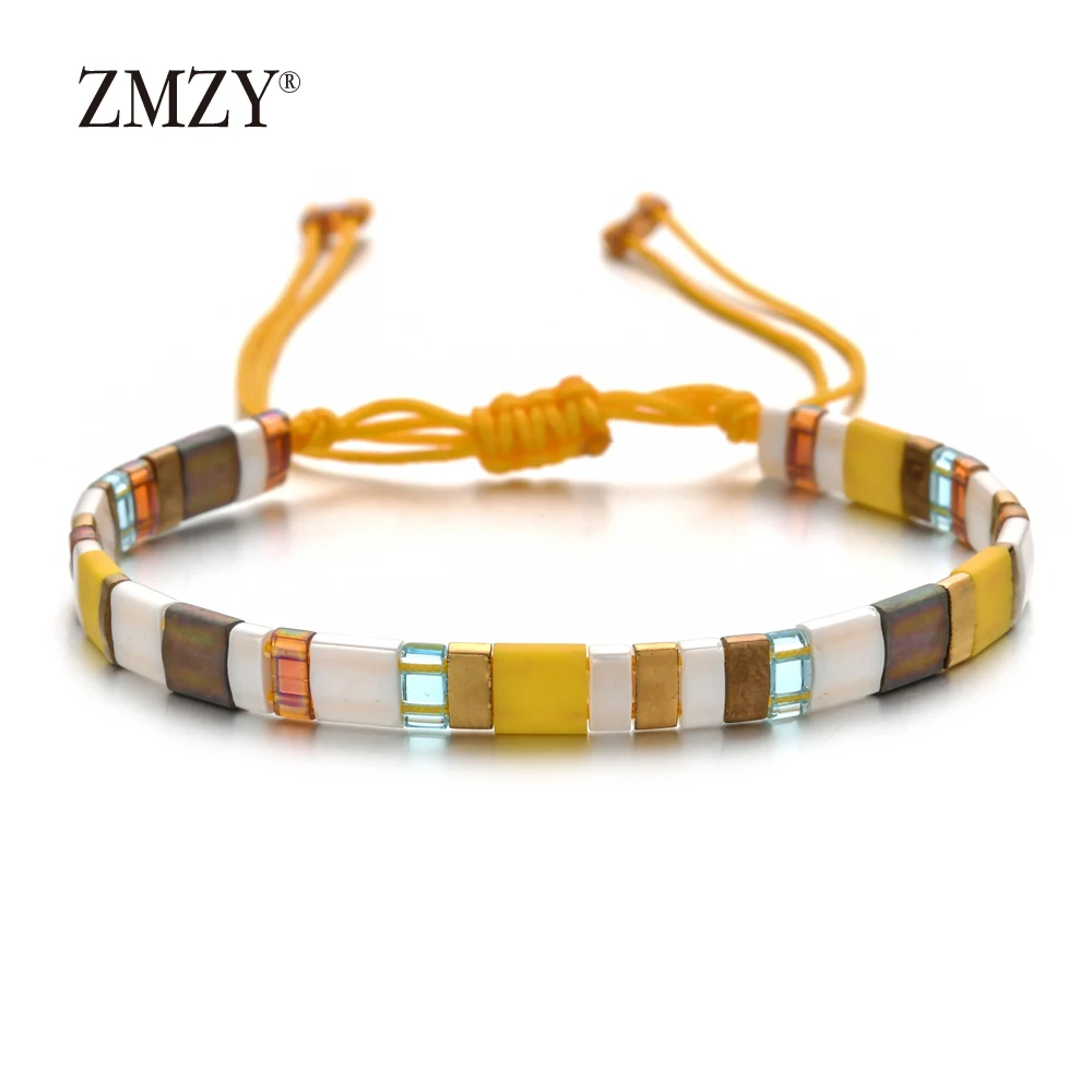 ZMZY Retro Square Glass Beads Bracelet Bohemian Handmade MIYUKI Tila Bracelet Trendy Adjustable Mens Bracelets Boyfriend Gift - Image 3