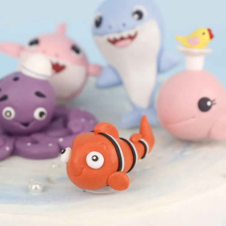 Summer Sea Animal Crab Cake Topper Mermaid Theme Cupcake Decor Mermaid Girl One 1st Happy Birthday Party Decor Kids Baby Shower