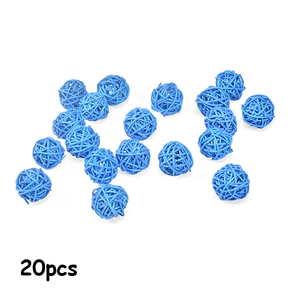 Dark Blue B-Смешанные 3 см/5 см 20 шт круглой формы Ротанговые шары Sepak Takraw для рождества, дня рождения, вечеринки и дома, свадебные украшения - Цвет: Dark Blue