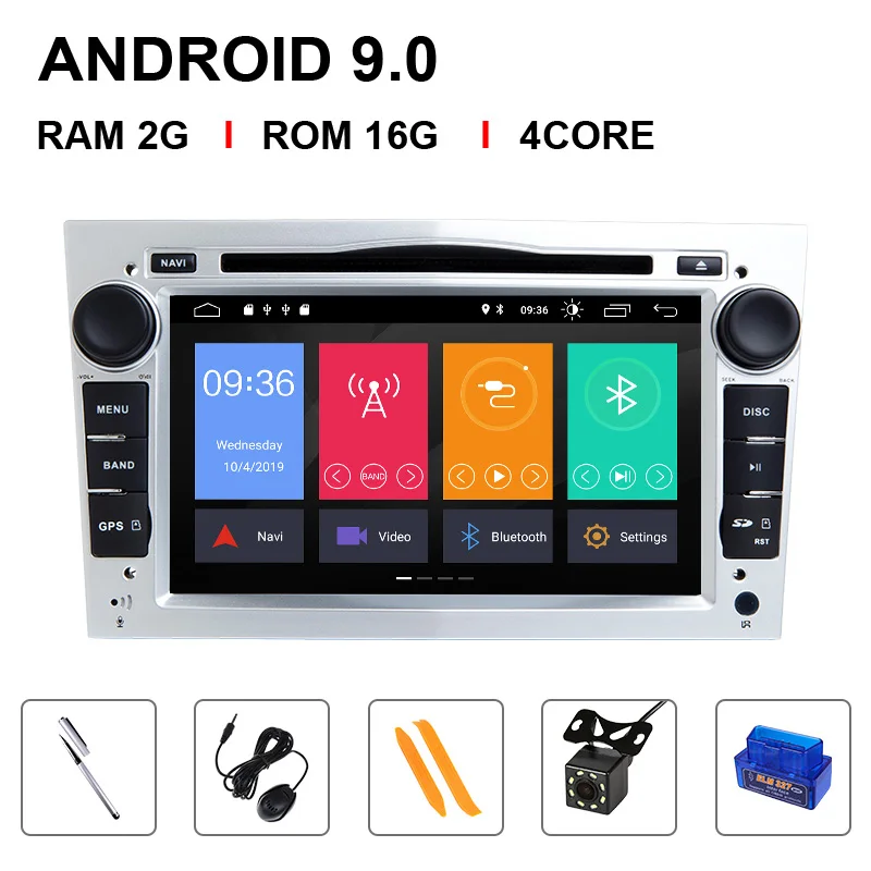 Ips DSP 4 ГБ 2 Din Android 9 автомобильный Радио мультимедиа для OPEL Vauxhall Astra HG J vivaro Vectra C AntaraZafira B Corsa D Meriva Veda - Цвет: 4 Core 16ROM OBD Cam