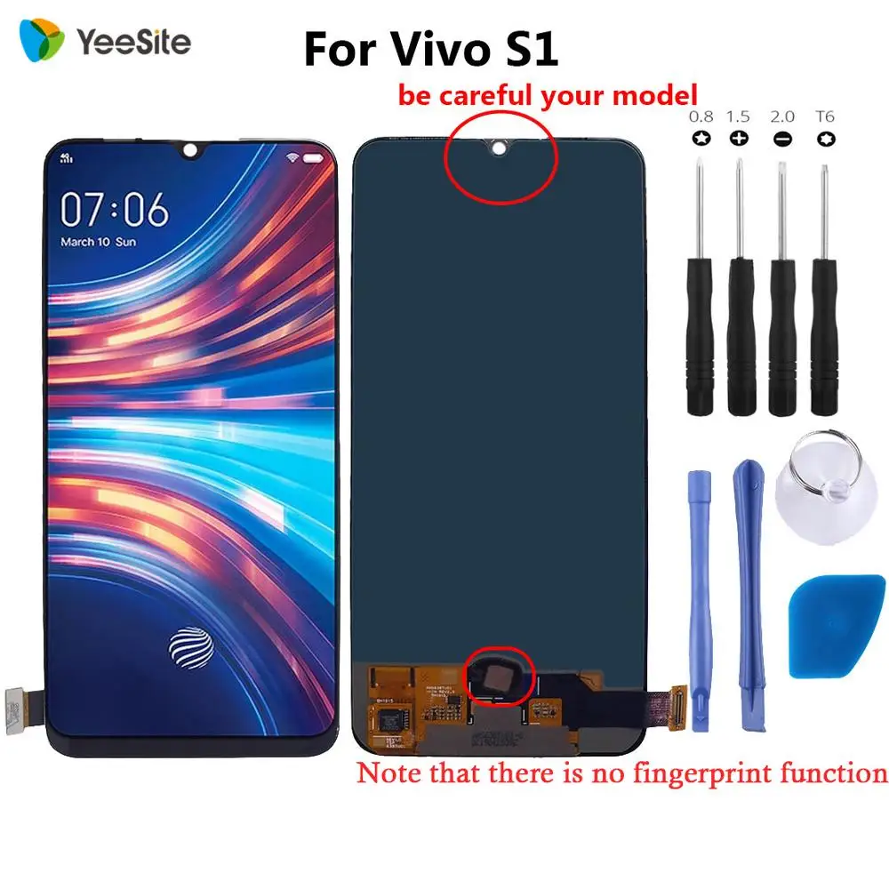 

Yeesite Оригинальный ЖК-экран для Vivo s1 ЖК-дисплей и кодирующий преобразователь сенсорного экрана в сборе дигитайзер экрана + Бесплатные инструменты