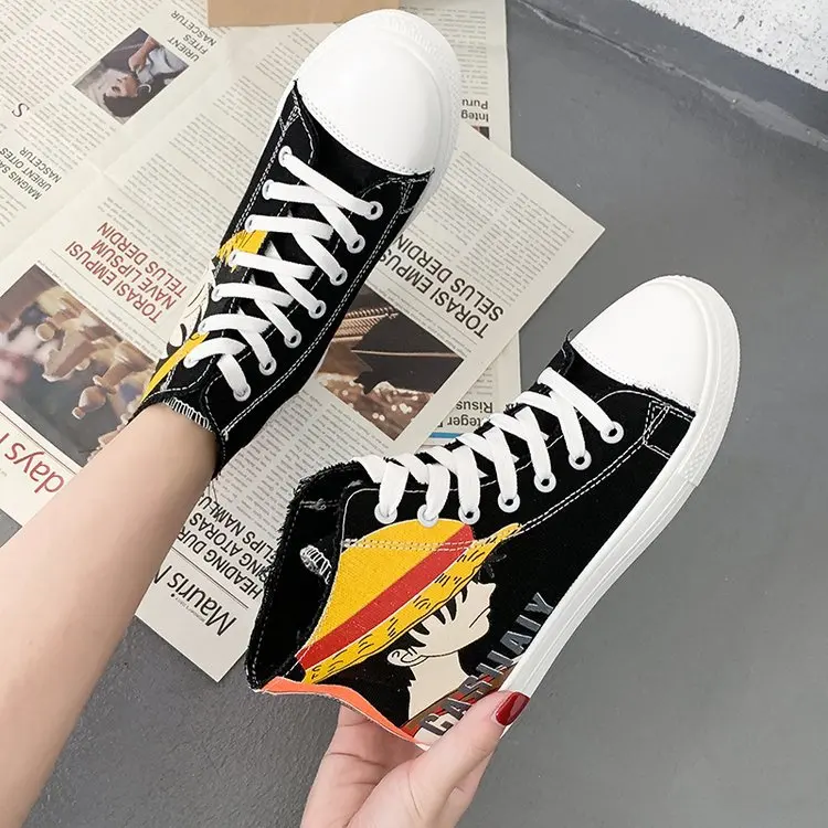 

Tuo pin lian Korean Version of Casual Shoes Women's 2019 New Style Autumn Anime One Piece Cross Straps Low Top Canvas Shoes