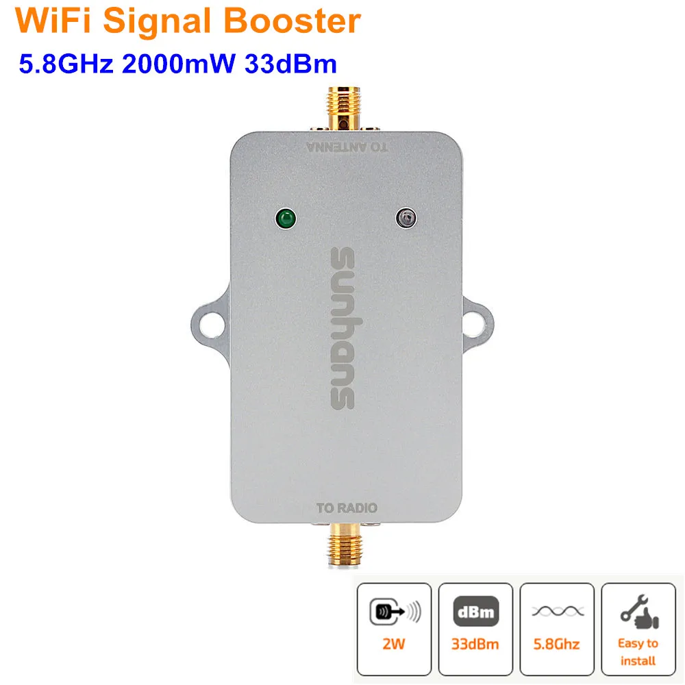 

Original 5Pieces/Lot Sunhans 2000mW 5.8GHz 33dBm IEE 802.11a/n Indoor WiFi Signal Booster Wireless Signal Amplifier Repeater