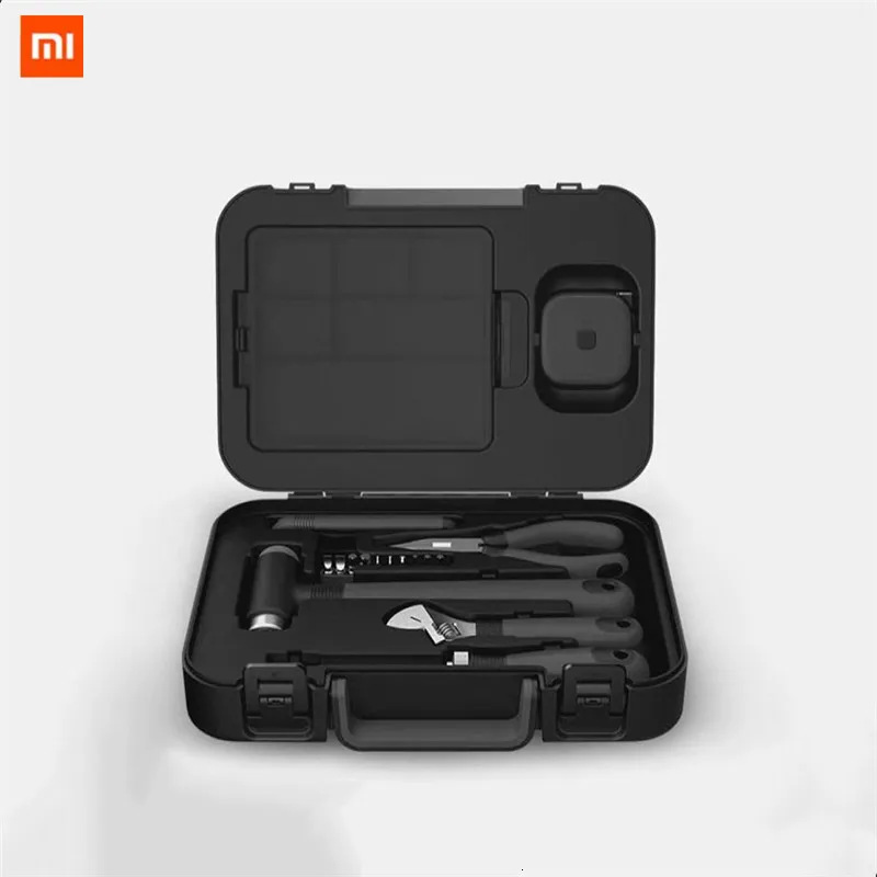 

Xiaomi Original 16 unids/set caja de herramientas herramienta General de mano para el hogar con destornillador llave y martillo cinta alicate cuchillo Caja de Herramientas