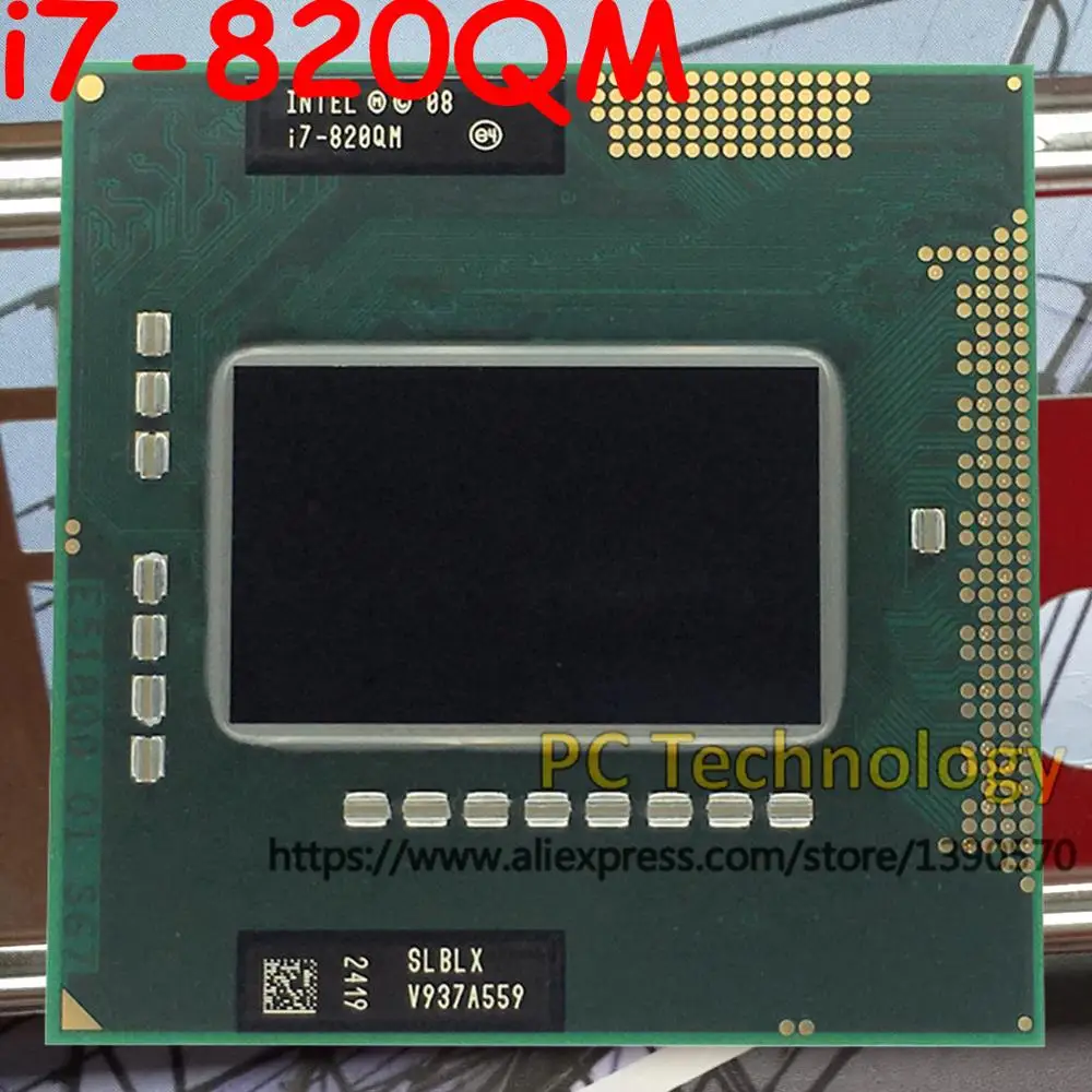 Процессор Intel Core i7-820QM(8 Мб кэш, 1,73 ГГц до 3,06 ГГц, i7 820QM, SLBLX) PGA988 TDP 45 Вт Процессор ноутбука