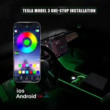For Tesla Model 3 2021 Ambient Light Mobile App Control Central Control 24 Color LED Light With Modification Accessories