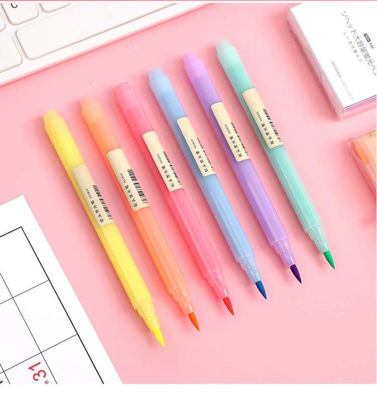 6 шт./компл. Futurecolor написать Кисть ручка Цветной Маркеры Набор для каллиграфии рисунок подарок корейские канцелярские товары для рукоделия