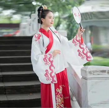 

Chinese Classical Embroidery Culture Originally hand-in big-sleeved suit Daily red HanFu women's wear retro stage performance