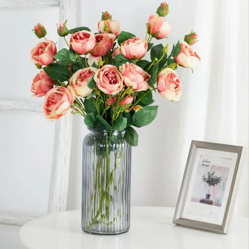 

Artificial Rose Flower Branch Fake Flower Stem For Home Garden Wedding Decorations Photography Props