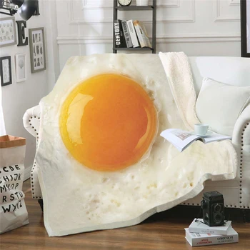 

3D Printing Food egg Fashion Quilts Plush Fleece Blanket Adult Home Office Washable Duvet Casual Kids Girls Sherpa Blanket