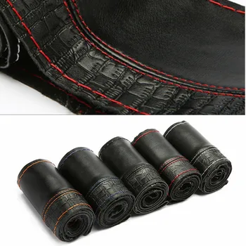 

Leather Braid Steering Wheel Trim 38cm Steering Wheel Cover Braiding Case Interior Car accessories Car Wheel Cover For Cars