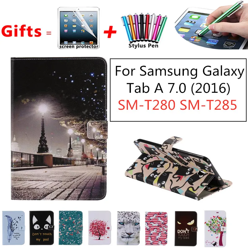 

For Coque Samsung Galaxy Tab A 7.0 (2016) T280 T285 SM-T280 Tablet Case Flip PU Leather Stand Book Cover 2016 Tab A6 SM-T285