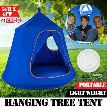 

220-pound load-bearing child blue pod swing chair tent indoor outdoor garden hammock spacious and comfortable