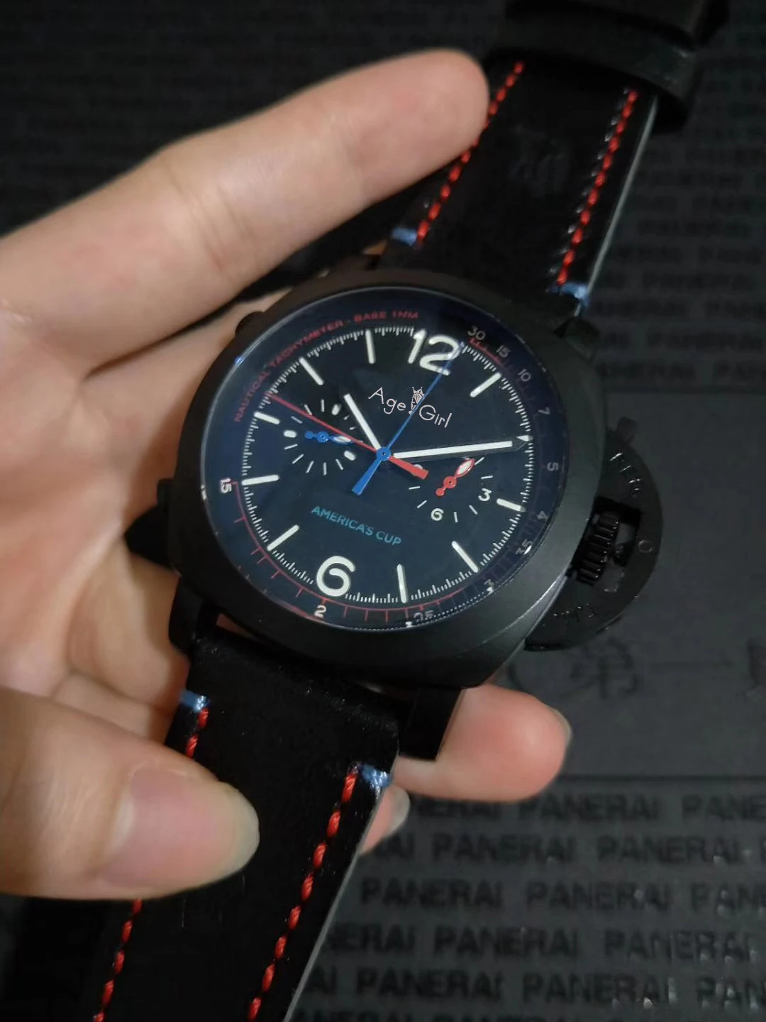 

Luxury Brand Men Automatic Mechanical Sapphire Stainless Steel 1950 America Cup Watch Luminous Black Leather Limited Selling