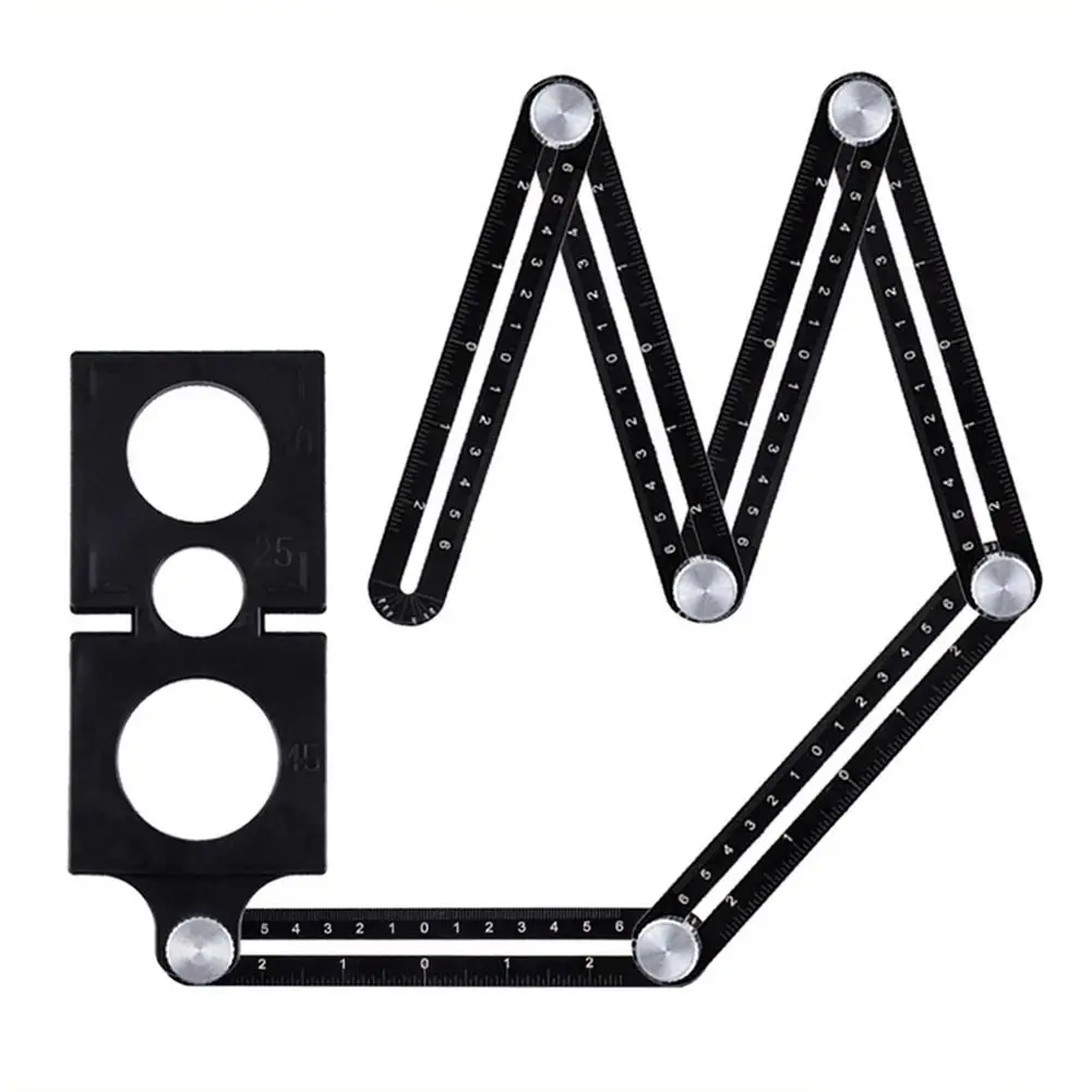 

Folding Ruler Tile Hole Locator Adjustable Tool Masonry Glass Fixed Angle Measuring Ruler Universal Angular Template