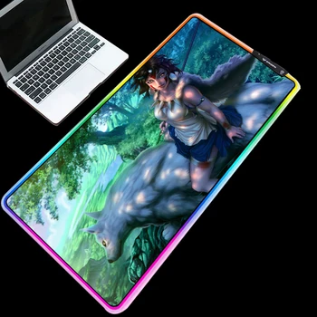 

ZSUXTC RGB mouse pad around cold light LED color change USB charging connection Prince Panola cartoon computer desk mat carpet