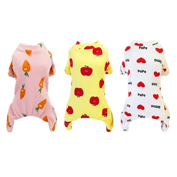 

Pet Dog Home Four-legged Cotton Pajamas Soft Comfortable Warm Durable Cute Fruit Printed Pattern Pet Clothes