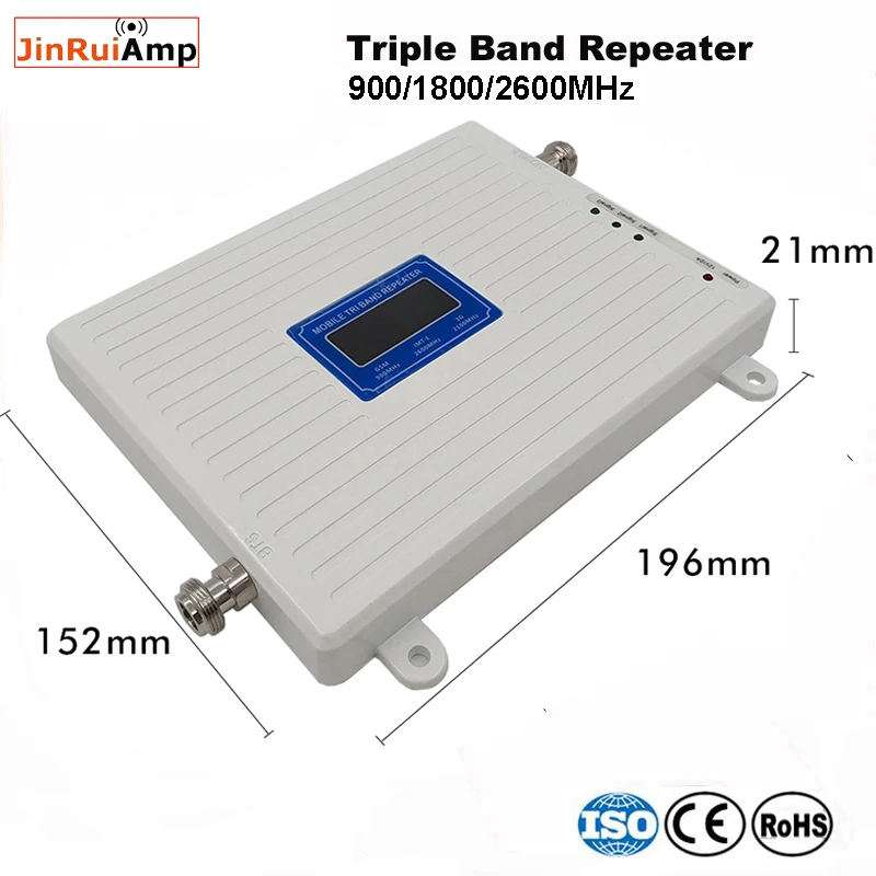 Голосовой+ 2G 3g 4G ретранслятор сигнала с тремя полосами GSM 900 DCS 1800 FDD LTE 2600 Усилитель сотового сигнала Мобильный усилитель с lcd