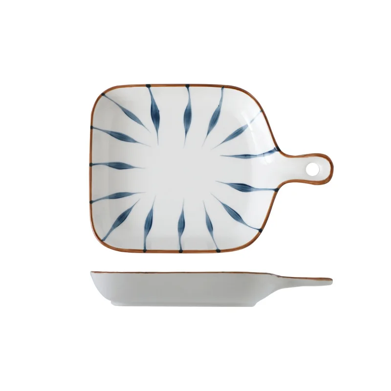 Ceramic Dessert Plates Phnom Penh Baking Dish Salad Bowls Barbecue Cheese Baked Bowl with Handle Oven Kitchen Baking Tool Snack Ceramic Pla ceramic dessert plates,barbecue plate